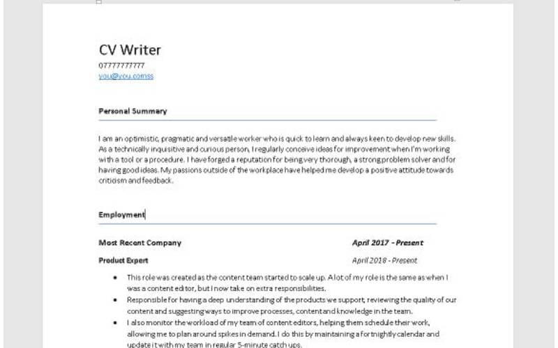 resume summary builder