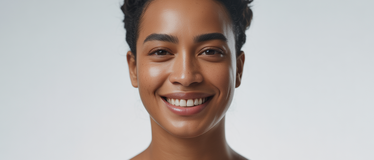 Person smiling confidently, showcasing bright and healthy teeth, symbolizing the results of dental veneers