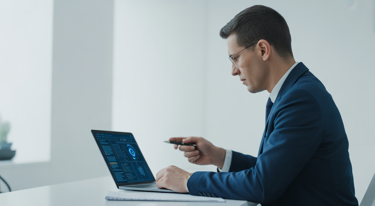 Professional cybersecurity consultant in Canada reviewing risk and compliance strategy with a business team