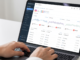 Close-up image of laptop with Instagram analytics on screen for tracking engagement and follower growth